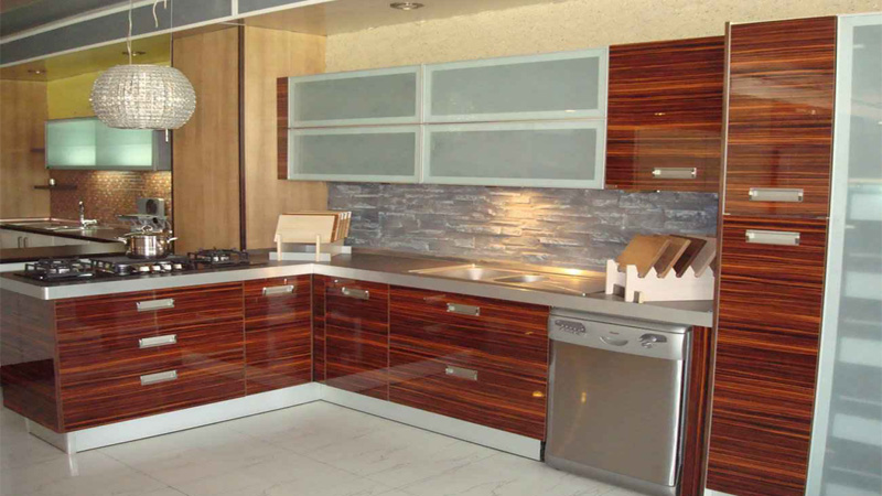 کابینت هایگلاس طرح چوب