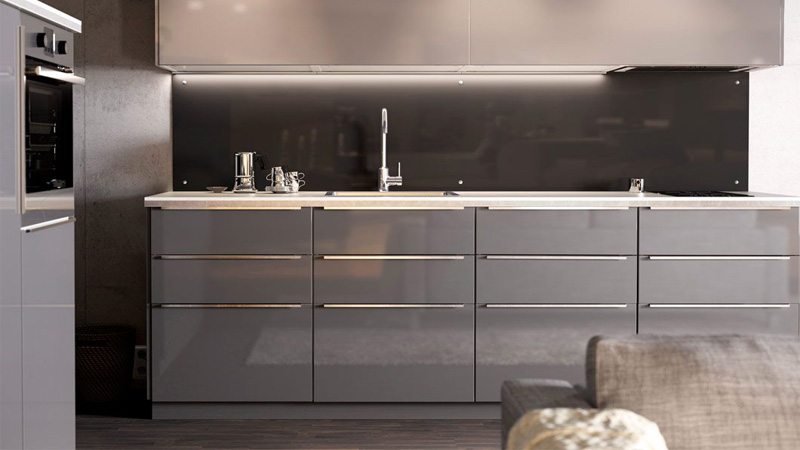 کابینت هایگلاس طوسی